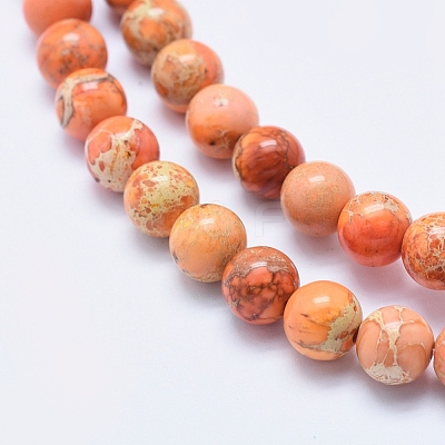 Natural Imperial Jasper Beads Strands X-G-A175B-8mm-07-1