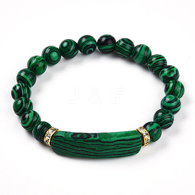 Synthetic Malachite Beads Stretch Bracelets BJEW-T022-04K-1-1