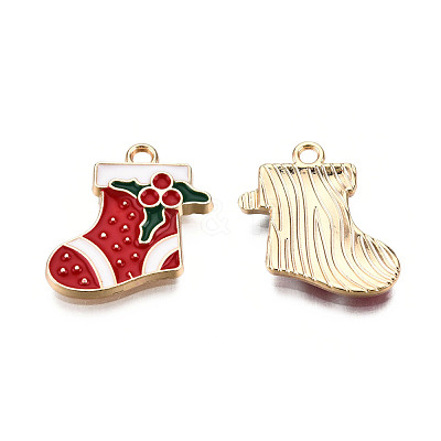 Golden Plated Alloy Enamel Pendants X-ENAM-T009-93-RS-1