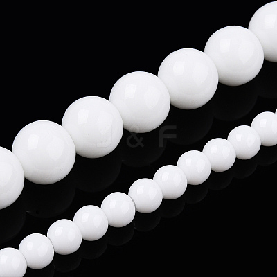 Opaque Solid Color Glass Beads Strands X-GLAA-T032-P8mm-02-1