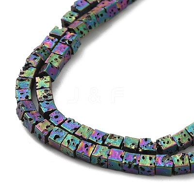 Electroplated Natural Lava Rock Beads Strands G-Q1009-B01-02H-1