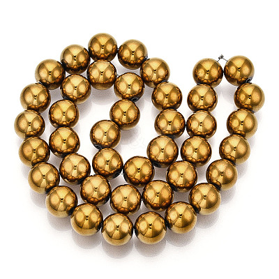 Non-magnetic Synthetic Hematite Beads Strands G-S096-10mm-2-1