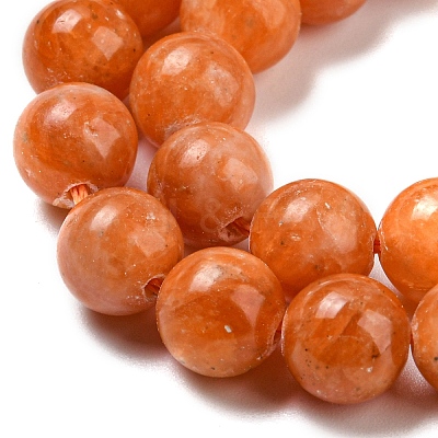 Natural Orange Calcite Dyed Beads Strands G-P503-8MM-11-1