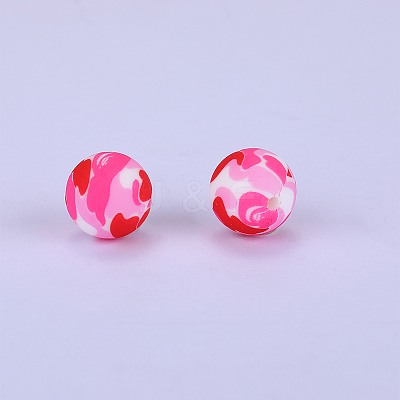 Printed Round Silicone Focal Beads SI-JX0056A-13-1