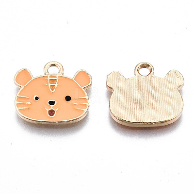 Light Gold Plated Alloy Enamel Pendants X-ENAM-T009-83B-RS-1