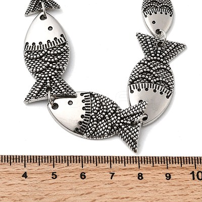 Tibetan Style Alloy Graduated Fish Link Chain Necklaces for Women NJEW-C102-01AS-1