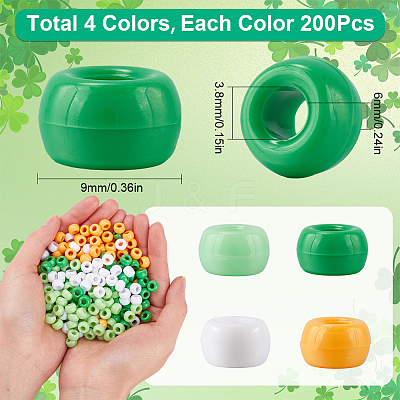 800Pcs 4 Colors Saint Patrick's Day Opaque Plastic Beads KY-SP0001-06-1