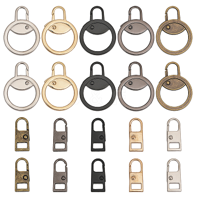 20Pcs 10 Style Zinc Alloy Zipper Puller FIND-CA0007-89-1