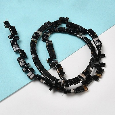 Natural Dyed & Heated Black Banded Agate/Striped Agate Beads Strands G-Z045-A12-01-1