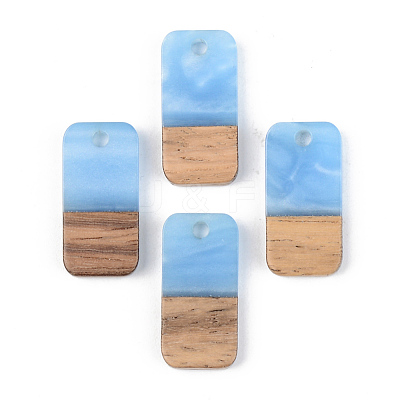 Opaque Resin & Walnut Wood Pendants RESI-S389-044A-C01-1