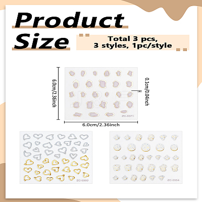 3Pcs 3 Styles Nail Art Stickers MRMJ-LP0002-89-1