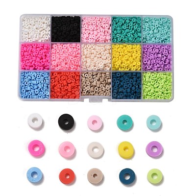 150G 15 Colors Handmade Polymer Clay Beads CLAY-JP0001-12-4mm-1