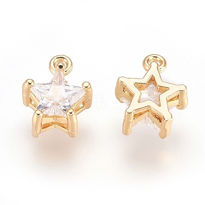 Brass Cubic Zirconia Charms X-KK-R015-108G-1