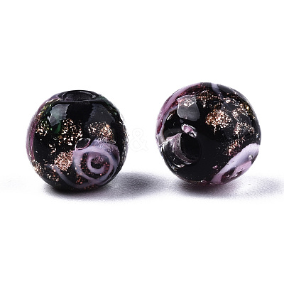 Handmade Gold Sand Lampwork Beads LAMP-S194-001A-1