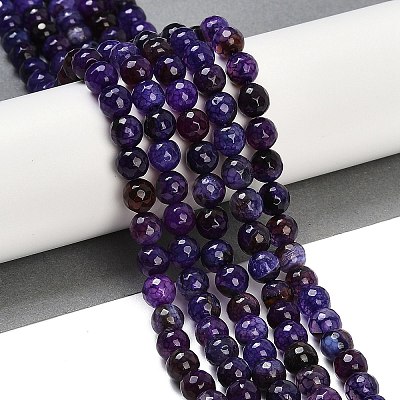 Faceted Natural Crackle Agate Beads Strands LS-G-F447-8mm-G01-01-1