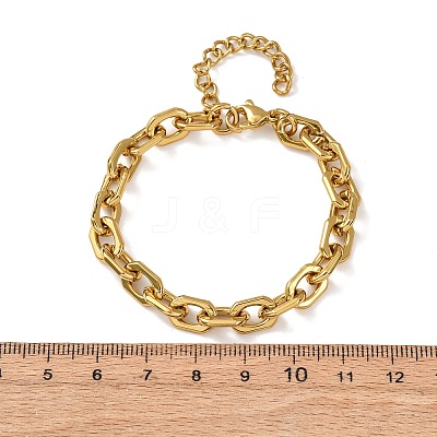 304 Stainless Steel Rectangle Link Chain Bracelets for Women BJEW-F536-17G-1