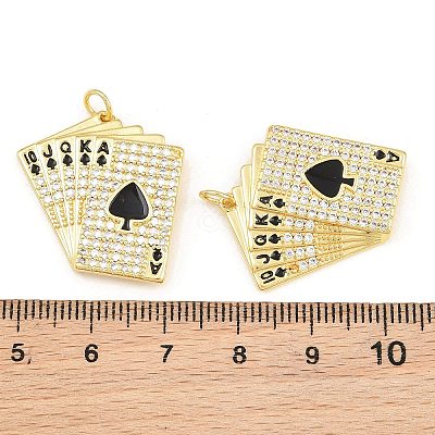 Brass Micro Pave Clear Cubic Zirconia & Black Enamel Pendants CU-CBA5CB0-18G-1