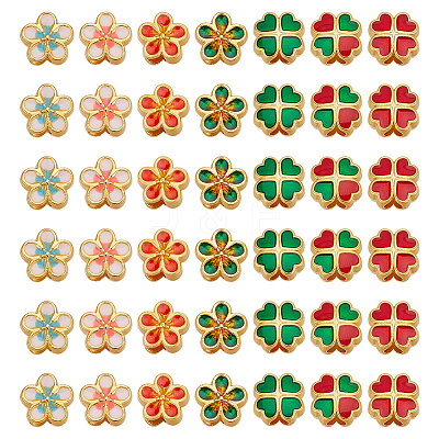 42Pcs 7 Styles Alloy Enamel European Beads ENAM-GO0001-17-1