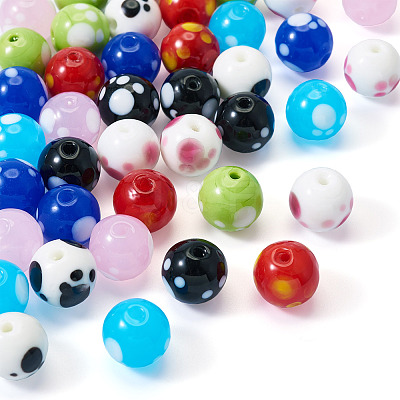 40Pcs 8 Colors Handmade Lampwork Beads LAMP-TA0001-54A-1