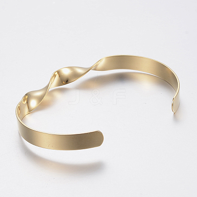 304 Stainless Steel Cuff Bangles BJEW-I244-26G-1