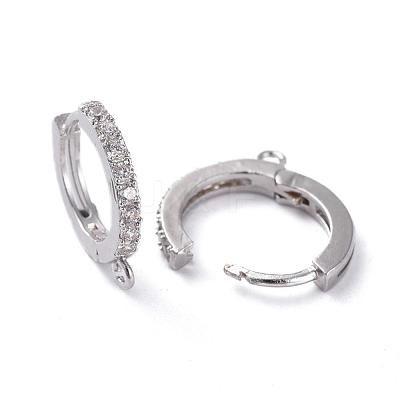Brass Huggie Hoop Earring Findings KK-P150-42P-1