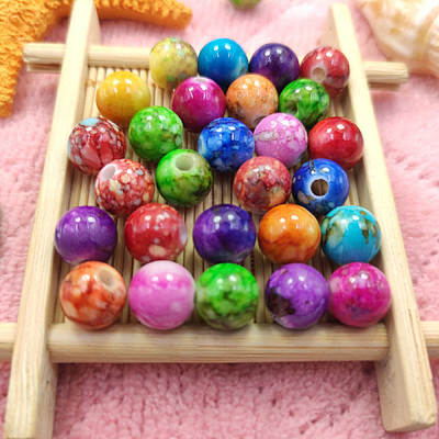 Spray Painted Acrylic Beads ACRP-YW0001-11-1