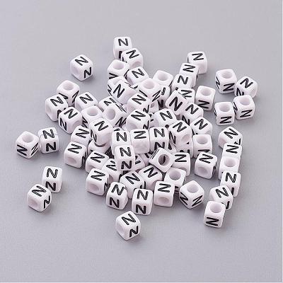 Acrylic Horizontal Hole Letter Beads PL37C9308-N-1