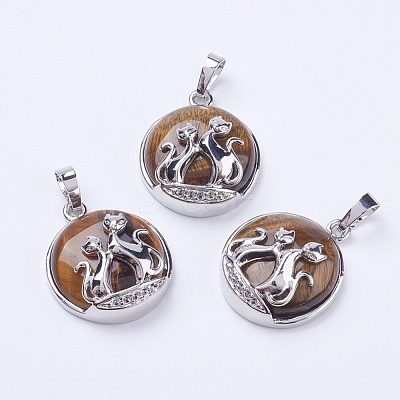Natural Tiger Eye Pendants G-K234-A16-1