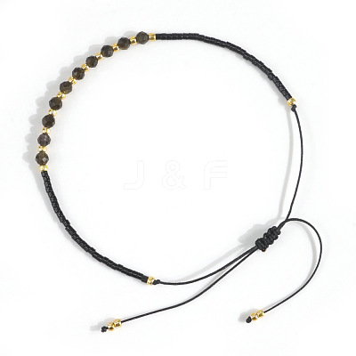 Elegant Natural Gemstone & Glass Seed Round Beads Braided Beaded Bracelets for Women HW1161-3-1