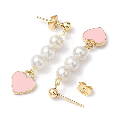 Shell Pearl Dangle Earrings EJEW-JE05801-1