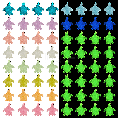 80Pcs 8 Colors Luminous Glow in the Dark Resin Cabochons RESI-DC0001-25-1