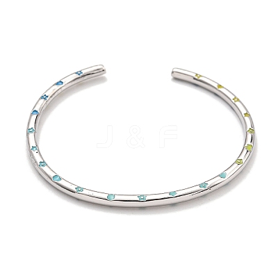 Brass Enamel Cuff Bangles for Women BJEW-G703-08A-P-1