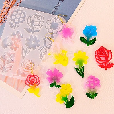 Flower DIY Pendant Silicone Molds DIY-G100-01C-1