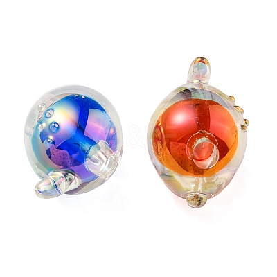 UV Plating Rainbow Iridescent Acrylic Beads OACR-F004-07-1