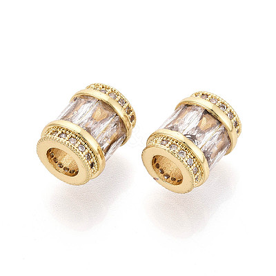 Brass Micro Pave Cubic Zirconia Beads X-KK-P237-02G-1