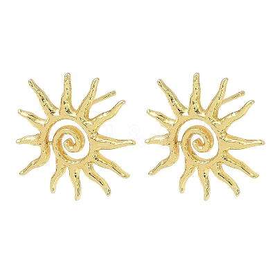 Sun Brass Stud Earrings for Women EJEW-A167-08G-1