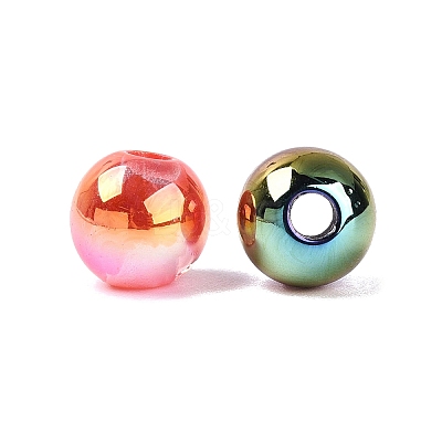 UV Plating Two Tone Color Opaque Resin Beads RESI-Q233-10MM-01-1