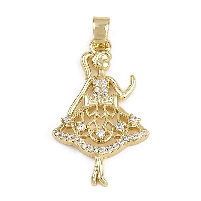 Brass Micro Pave Cubic Zirconia Pendants KK-Z123-18G-1