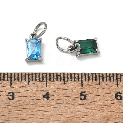 304 Stainless Steel Pave Cubic Zirconia Charms CU-CBABCF3-01P-1