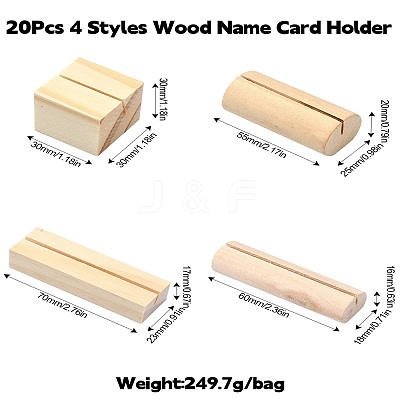 20Pcs 4 Styles Wood Name Card Holder AJEW-CJ0001-43-1