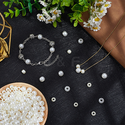 300Pcs 2 Styles Imitation Pearl Acrylic European Beads OPDL-SP0001-04-1