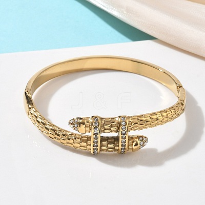 304 Stainless Steel Rhinestone Hinged Bangles for Women BJEW-F540-03G-1