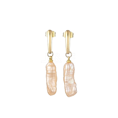 304 Stainless Steel Stud Dangle Earrings with Natural Baroque Keshi Pearls EJEW-JE07339-1