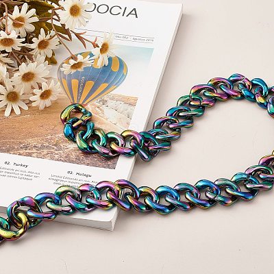 Handmade AB Color Plated Acrylic Twisted Chains AJEW-JB00978-03-1