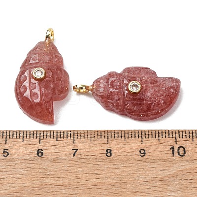 Natural Strawberry Quartz Carved Pendants G-H357-05G-02-1
