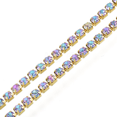Brass Rhinestone Strass Chains CHC-N017-003B-A02-1