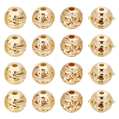 32Pcs 4 Style Alloy Hollow Beads PALLOY-BBC0001-07-1