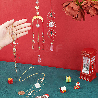 4Pcs 4 Style Christmas Theme Sun Catcher Glass Pendant Decorations AJEW-SC0001-51-1