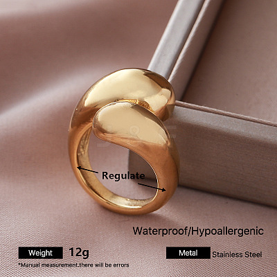 304 Stainless Steel Cuff Open Rings for Women AP4973-3-1