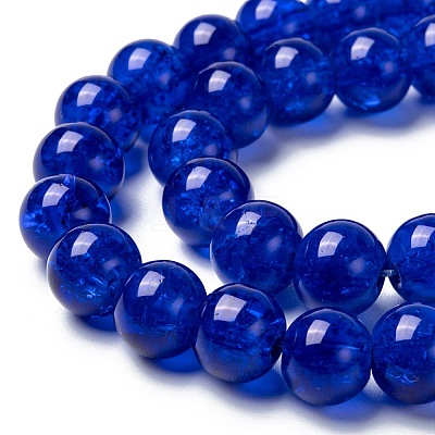 Spray Painted Blue Crackle Glass Round Beads Strands X-CCG-Q001-8mm-14-1